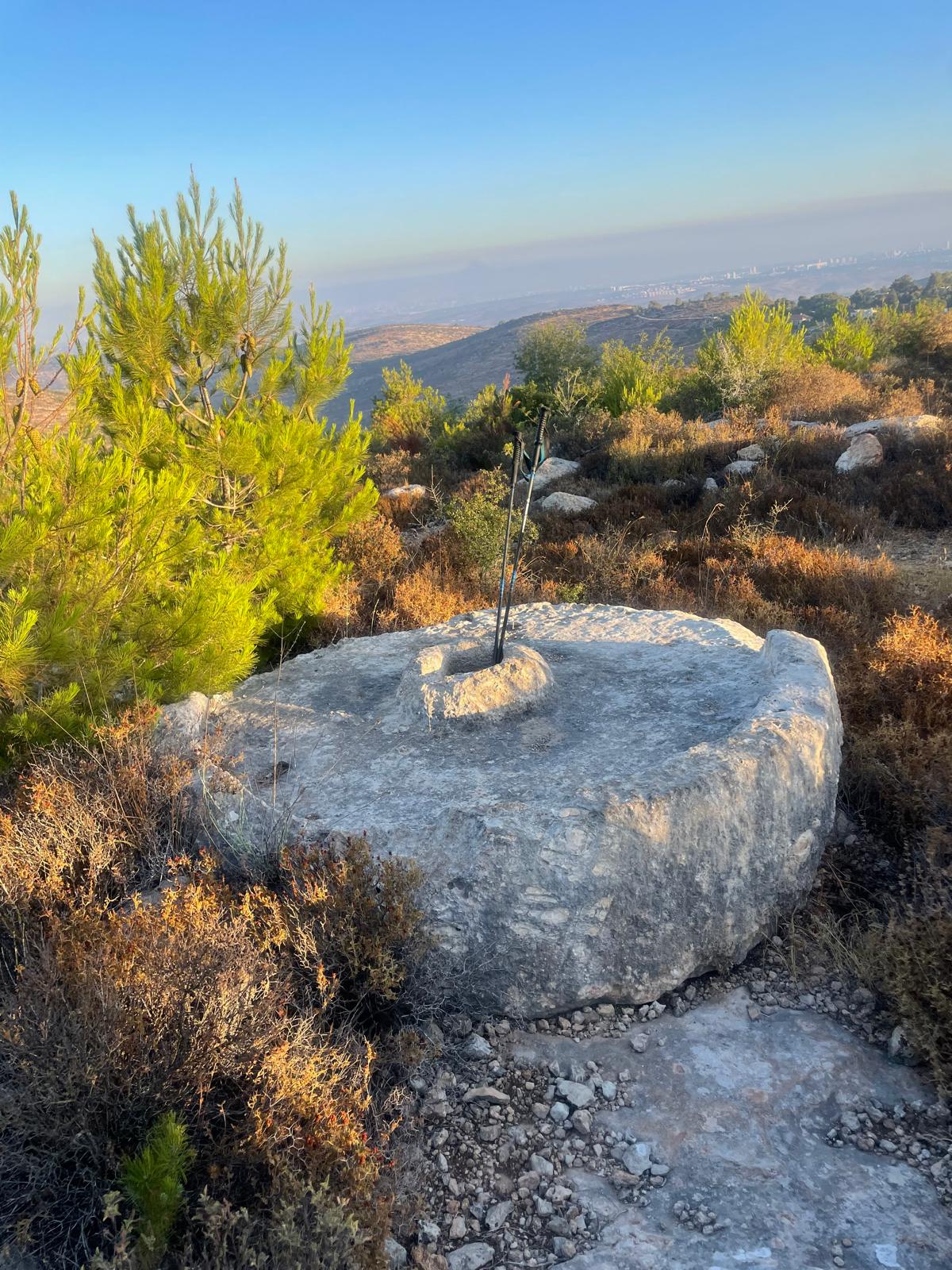 אבן ריחיים ענקית במצב טוב. המקלות שלי לקנה מידה